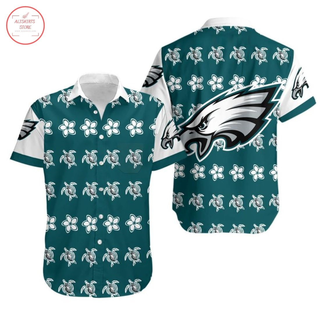 Philadelphia Eagles Turtle Hawaiian Shirt Tropical Aloha Button Up