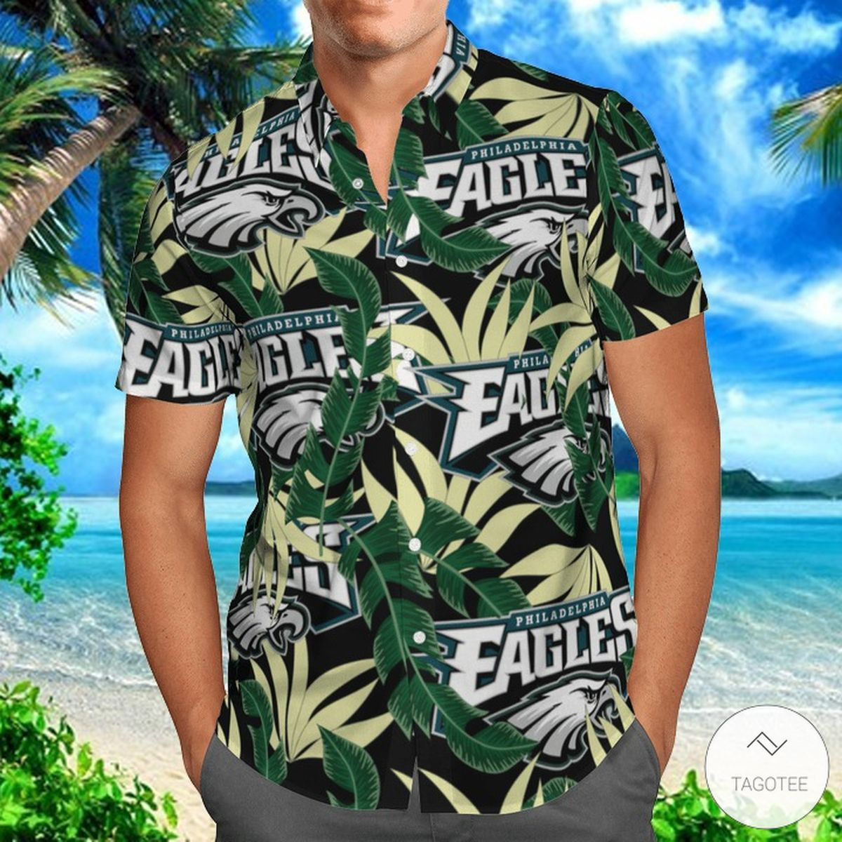 Philadelphia Eagles1 Hawaiian Shirt Tropical Aloha Button Up