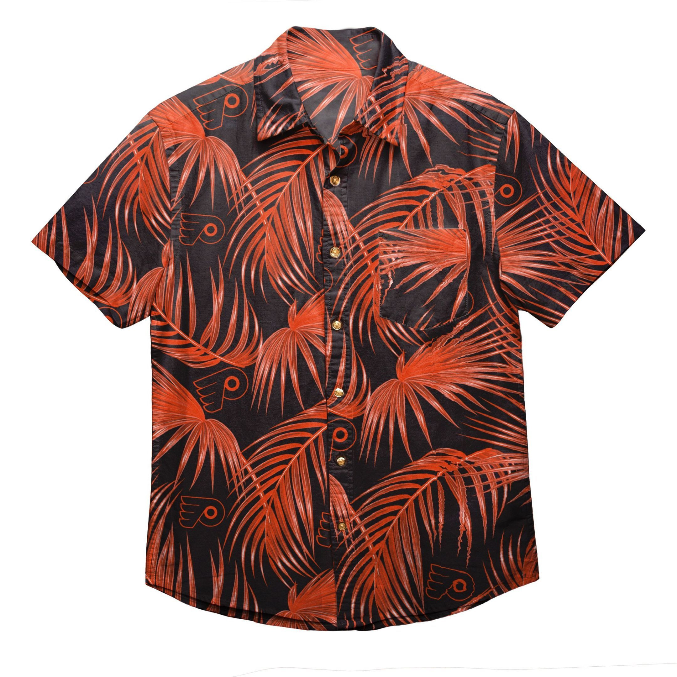 Philadelphia Flyers Nhl Mens Hawaiian Shirt Tropical Aloha Button Up