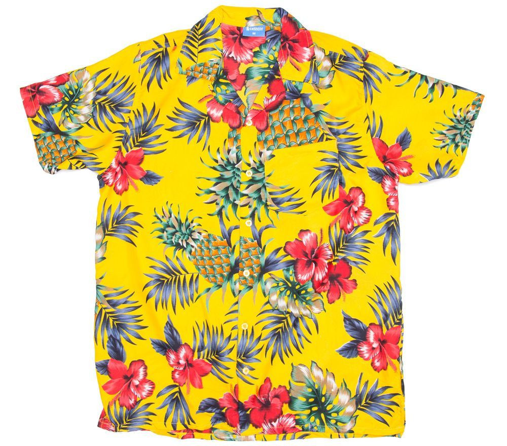 Pineapple Hibiscus Pattern Print Hawaiian Shirt Tropical Aloha Button Up