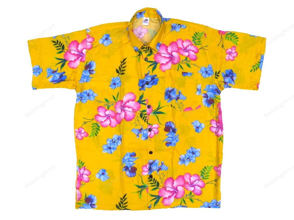 Pink Blue Hibiscus Details Hawaiian Shirt Tropical Aloha Button Up
