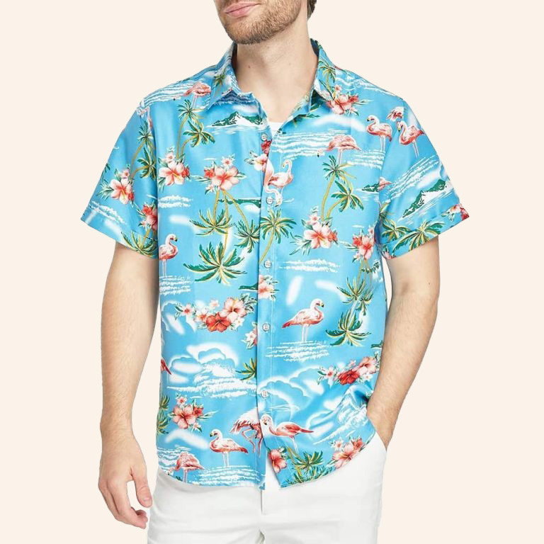 Pink Flamingo Ocean Front Property Hunt Hawaiian Shirt Tropical Aloha Shirt Clothing