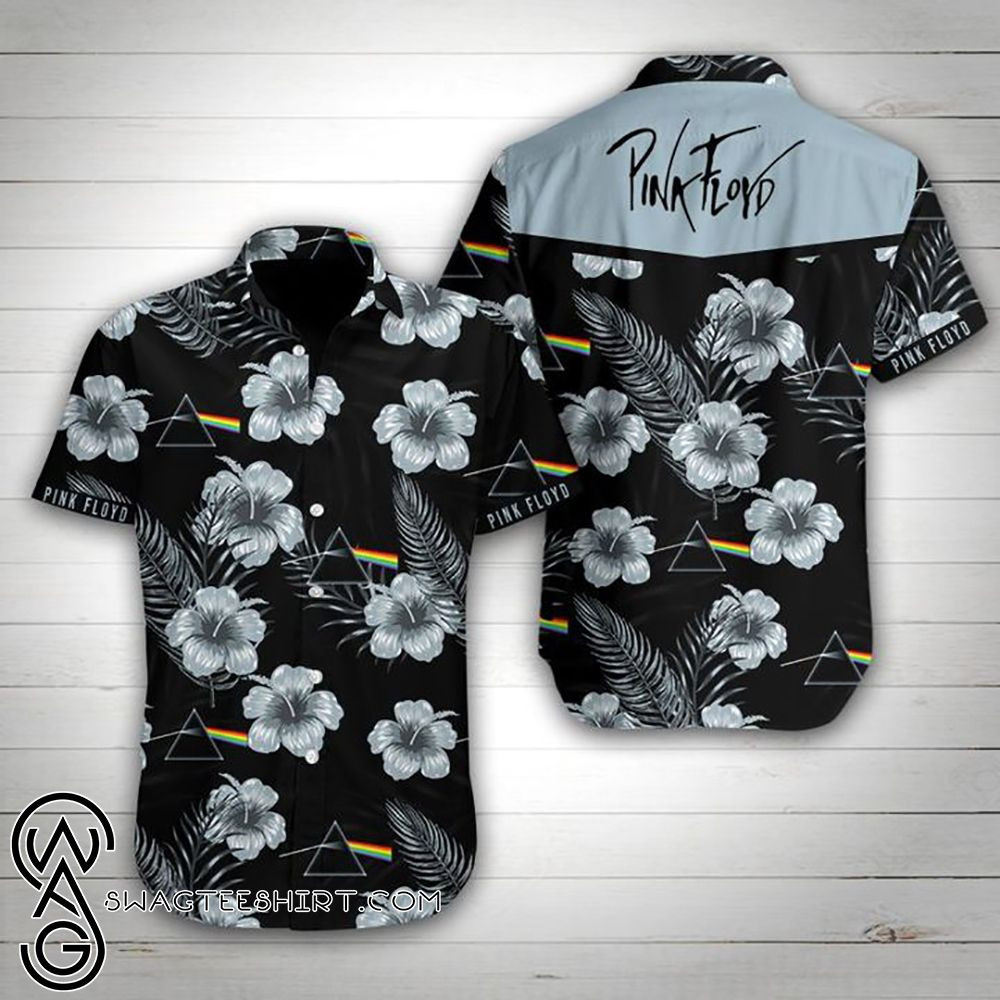 Pink Floyd Floral Hawaiian Shirt Tropical Aloha Button Up