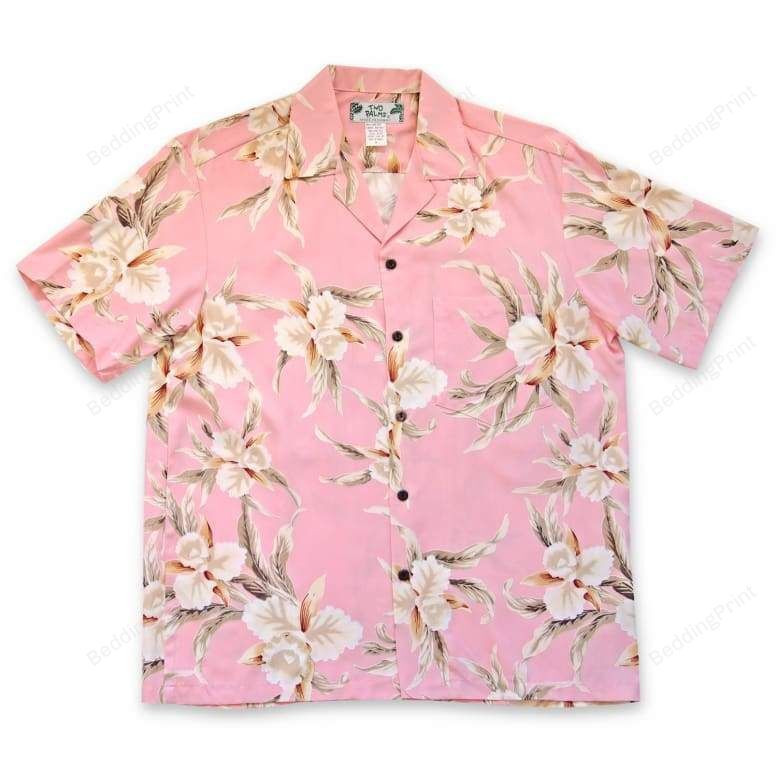 Pink Rayon Hawaiian Shirt Tropical Aloha Button Up