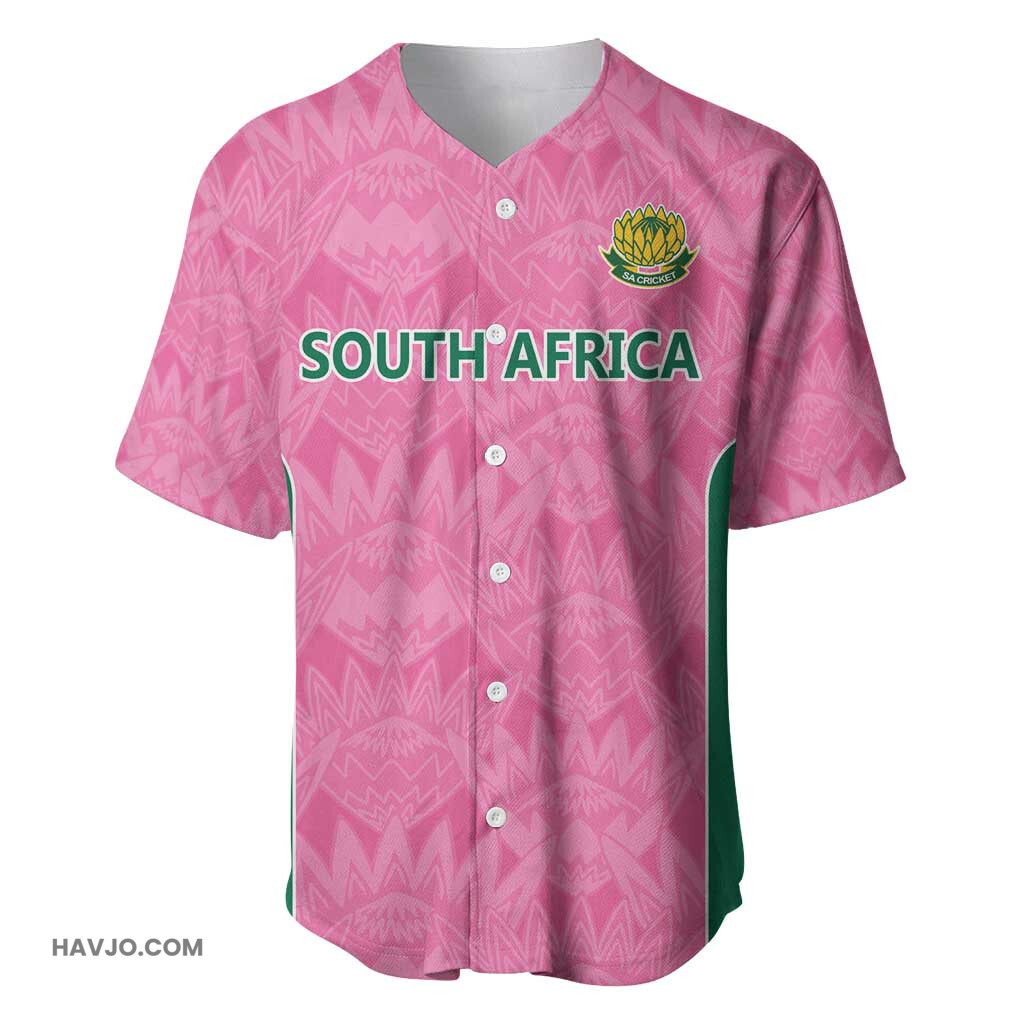 Pink South Africa Cricket Custom African King Proteas Be Way Pink Baseball Jersey