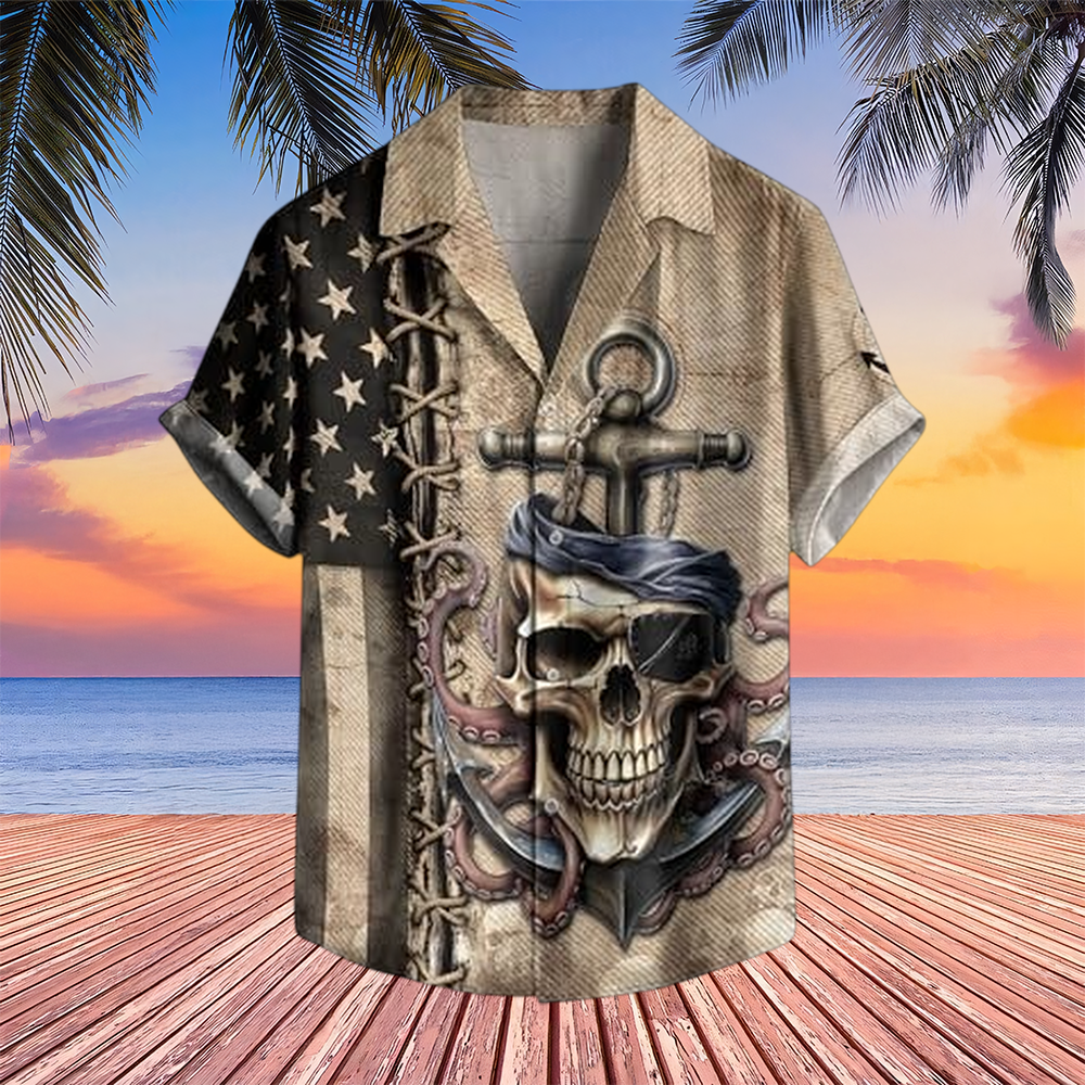 Pirate Skull Hawaiian Shirt Vintage Pirate Skeleton Aloha Shirt Best Gifts For Pirate Lovers