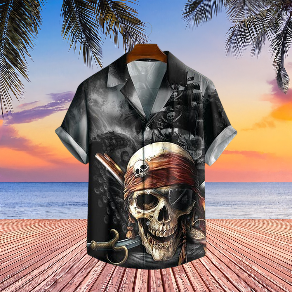 Pirate Skull Hawaiian Shirt Vintage Pirate Skeleton Aloha Shirt Best Gifts For Pirate Lovers