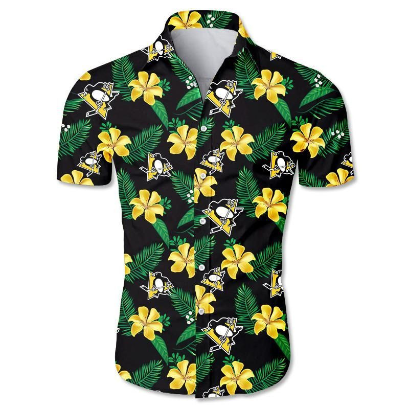 Pittsburgh Penguins Hawaiian Shirt Tropical Aloha Button Up