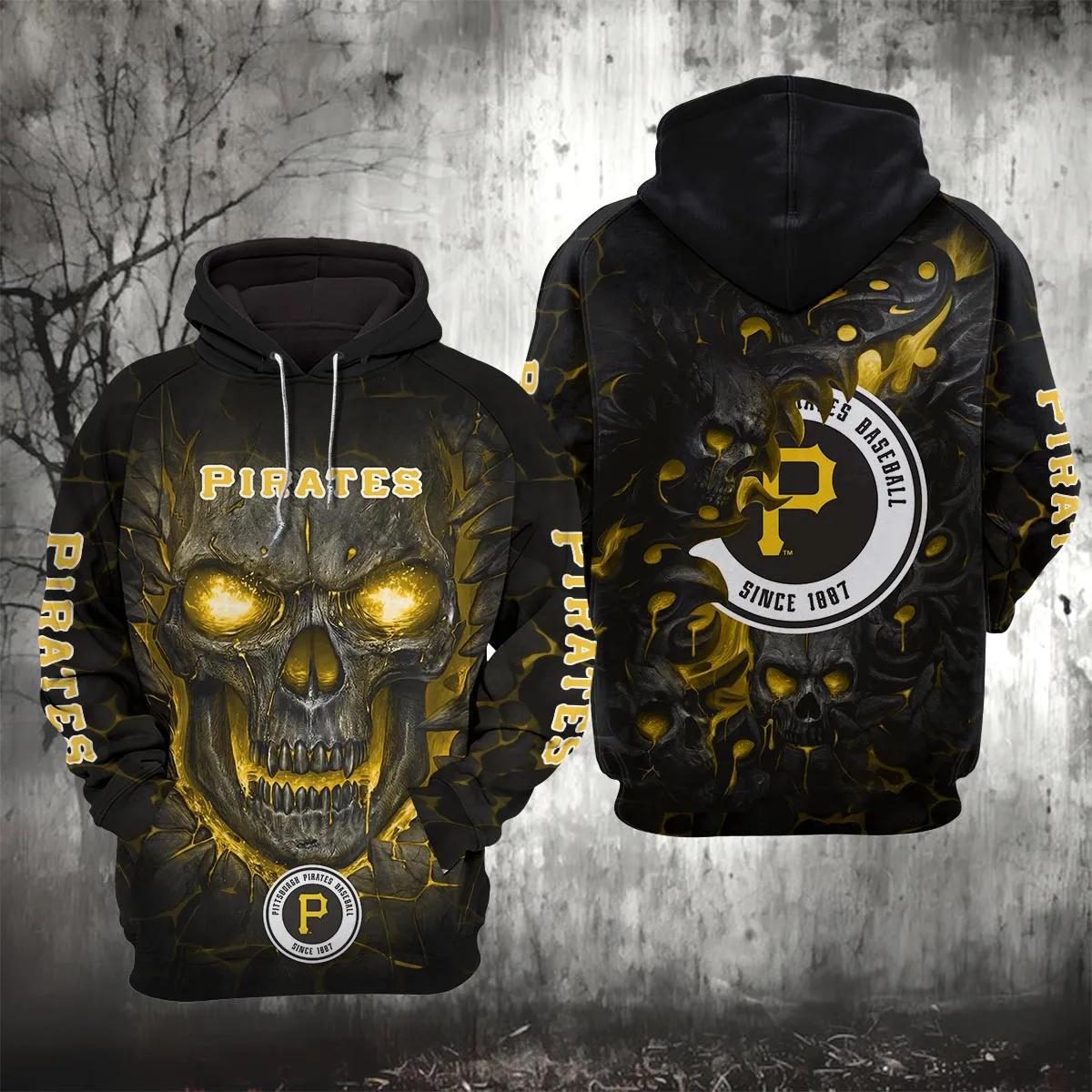 Pittsburgh Pirates Lava Skull 3D MLB All Over Print Hoodie