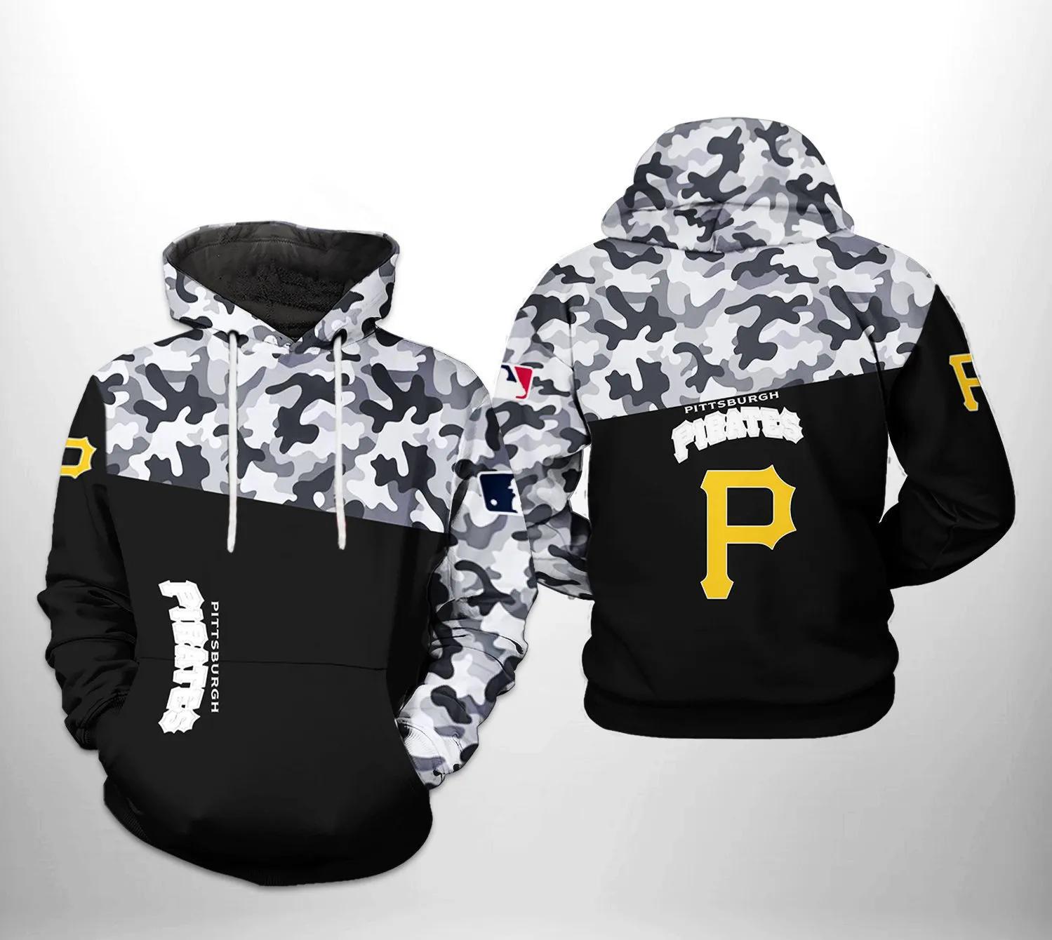 Pittsburgh Pirates MLB Camo Veteran 3D MLB All Over Print Hoodie