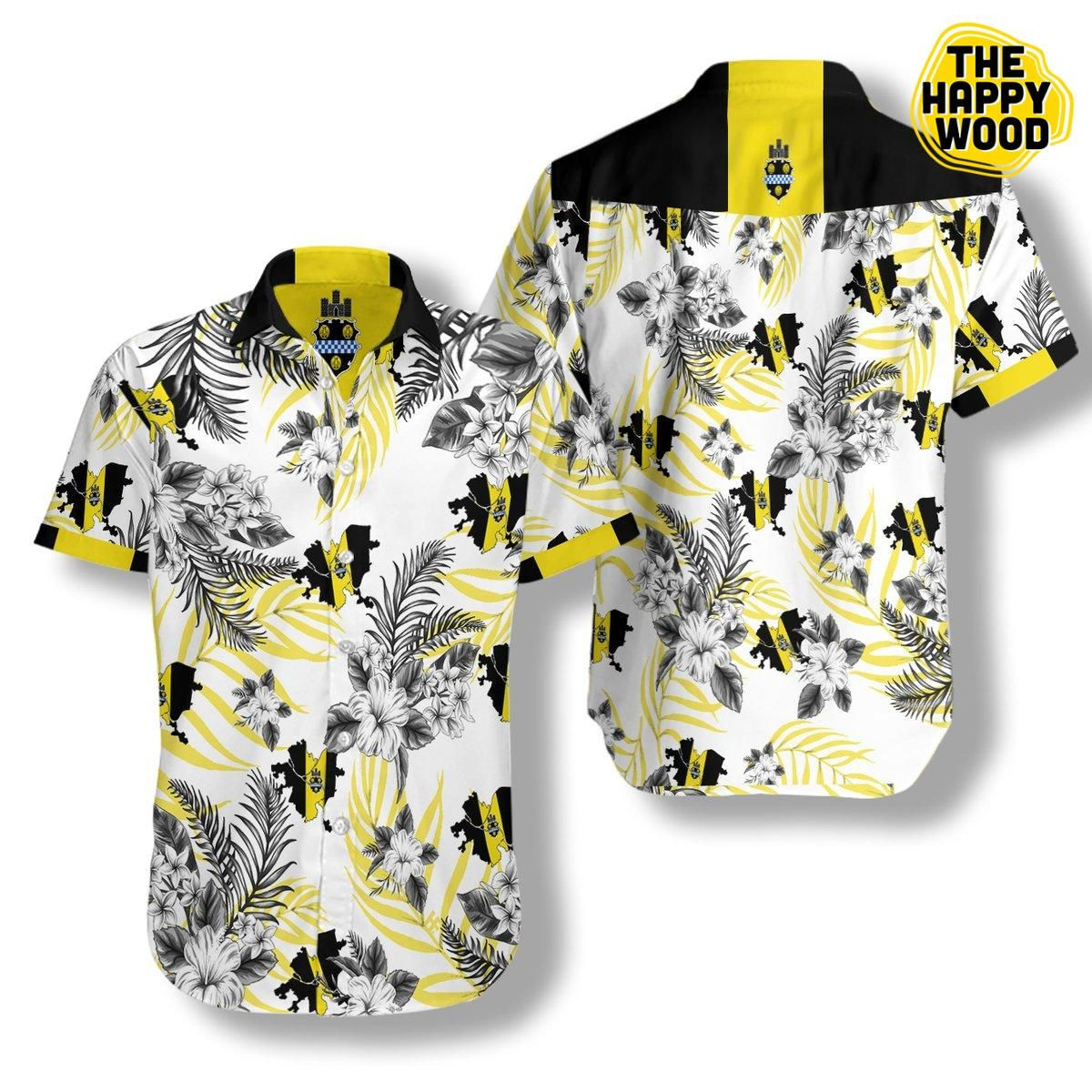 Pittsburgh Proud Hawaiian Shirt Tropical Aloha Button Up