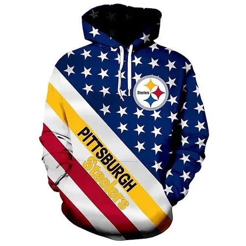 Pittsburgh Steelers American FlagNFL 3D All Over Print Hoodie