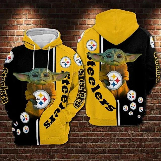 Pittsburgh Steelers Baby YodaNFL 3D All Over Print Hoodie