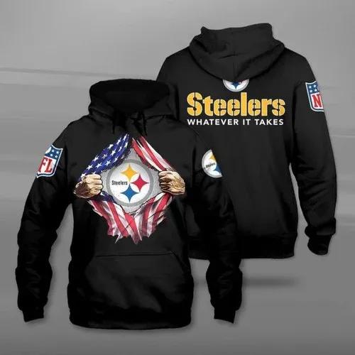 Pittsburgh Steelers Blood Inside Me Heart NFL 3D All Over Print Hoodie