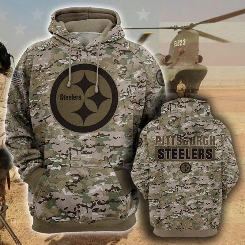 Pittsburgh Steelers Camo NFL 3D All Over Print Hoodie