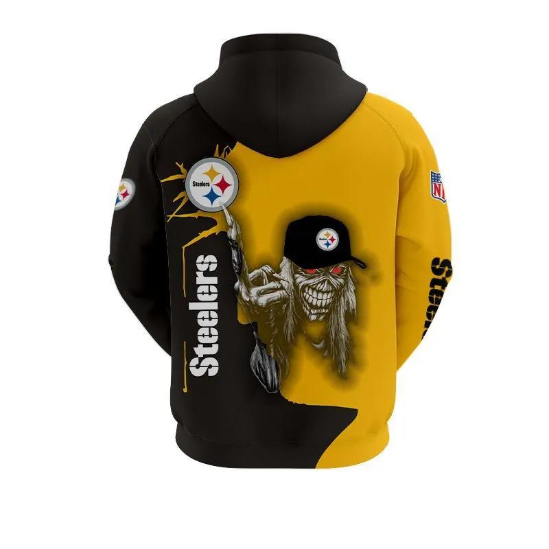 Alternative view of Pittsburgh Steelers Eddie Iron Maiden NFL 3D All Over Print Hoodie