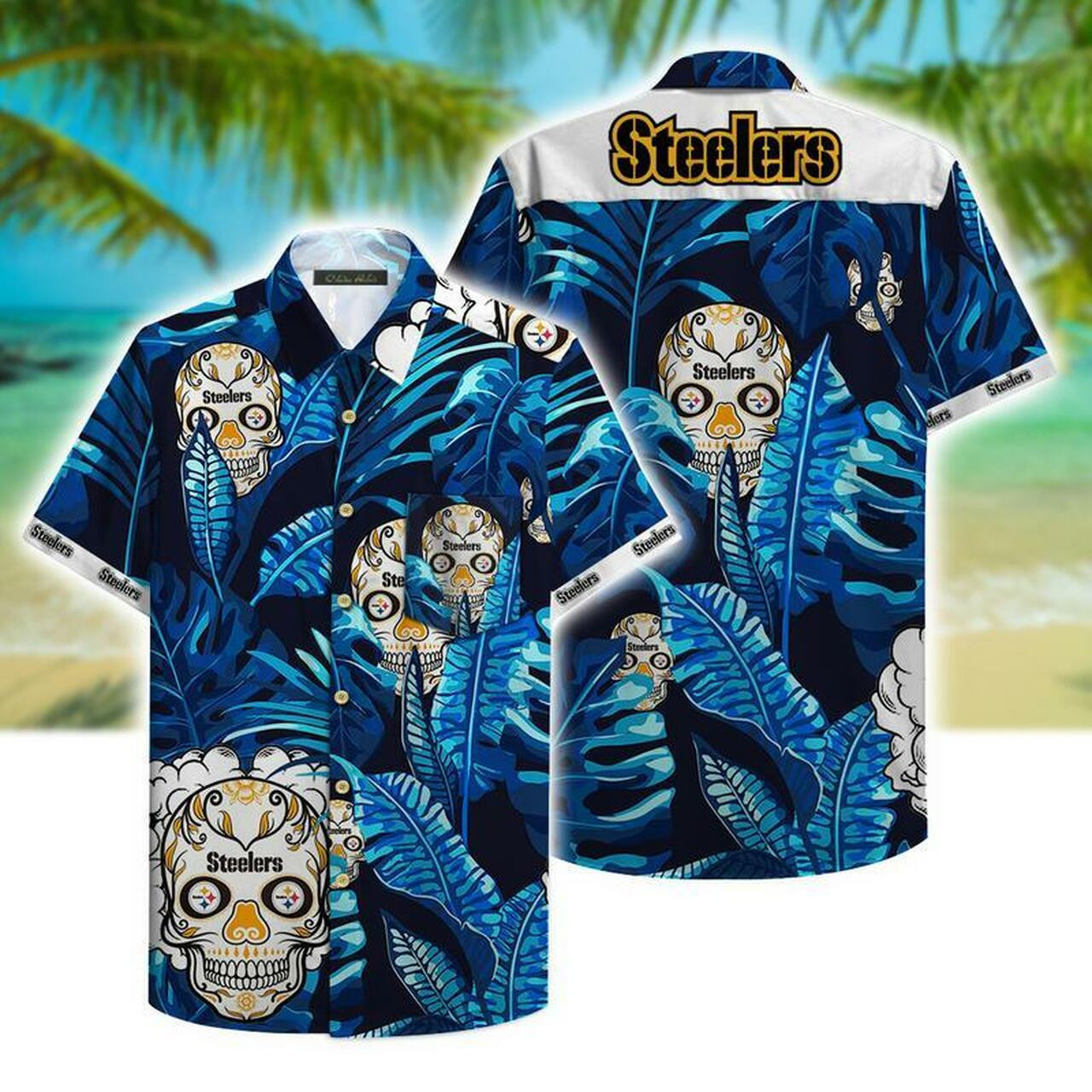 Pittsburgh Steelers Fashion Island Tourism 3456 Hawaiian Shirt Tropical Aloha Button Up