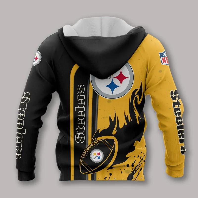 Alternative view of Pittsburgh Steelers Fire Ball NFL 3D All Over Print Hoodie