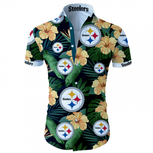 Pittsburgh Steelers Flower Slim Fit Body Hawaiian Shirt Tropical Aloha Button Up