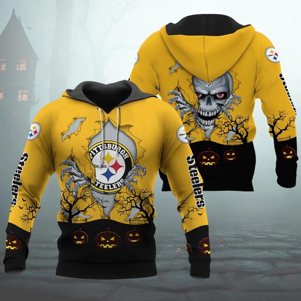 Pittsburgh Steelers Halloween 3D NFL All Over Print Hoodie