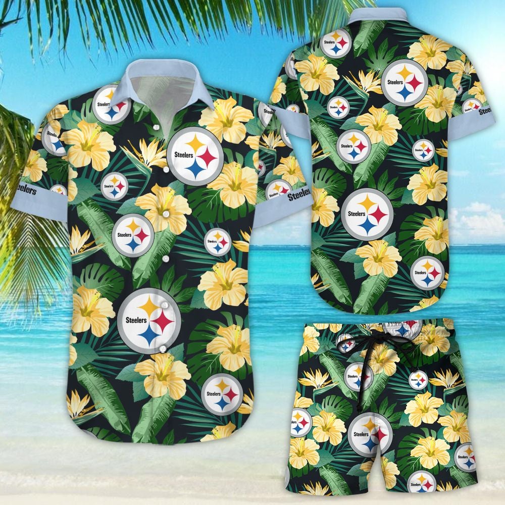 Pittsburgh Steelers Hawaiian Shirt Tropical Aloha Button Up