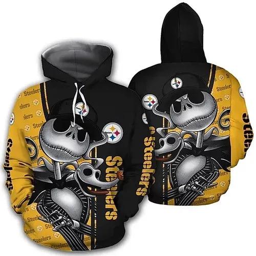 Pittsburgh Steelers Jack Skellington NFL 3D All Over Print Hoodie