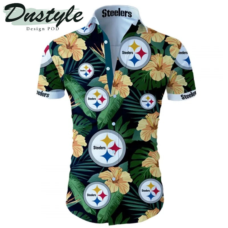 Pittsburgh Steelers Logo Tropical Hawaiian Shirt Tropical Aloha Button Up