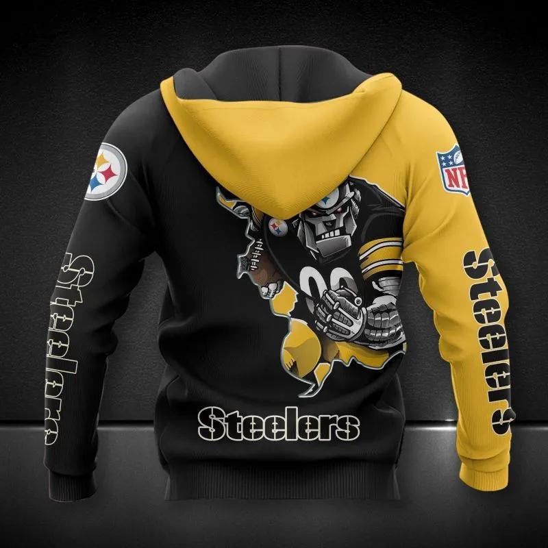 Alternative view of Pittsburgh Steelers Mascot NFL 3D All Over Print Hoodie