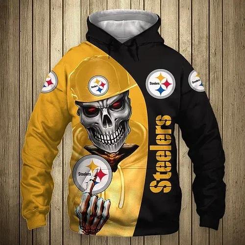 Pittsburgh Steelers Skeleton Hip Hop NFL 3D All Over Print Hoodie
