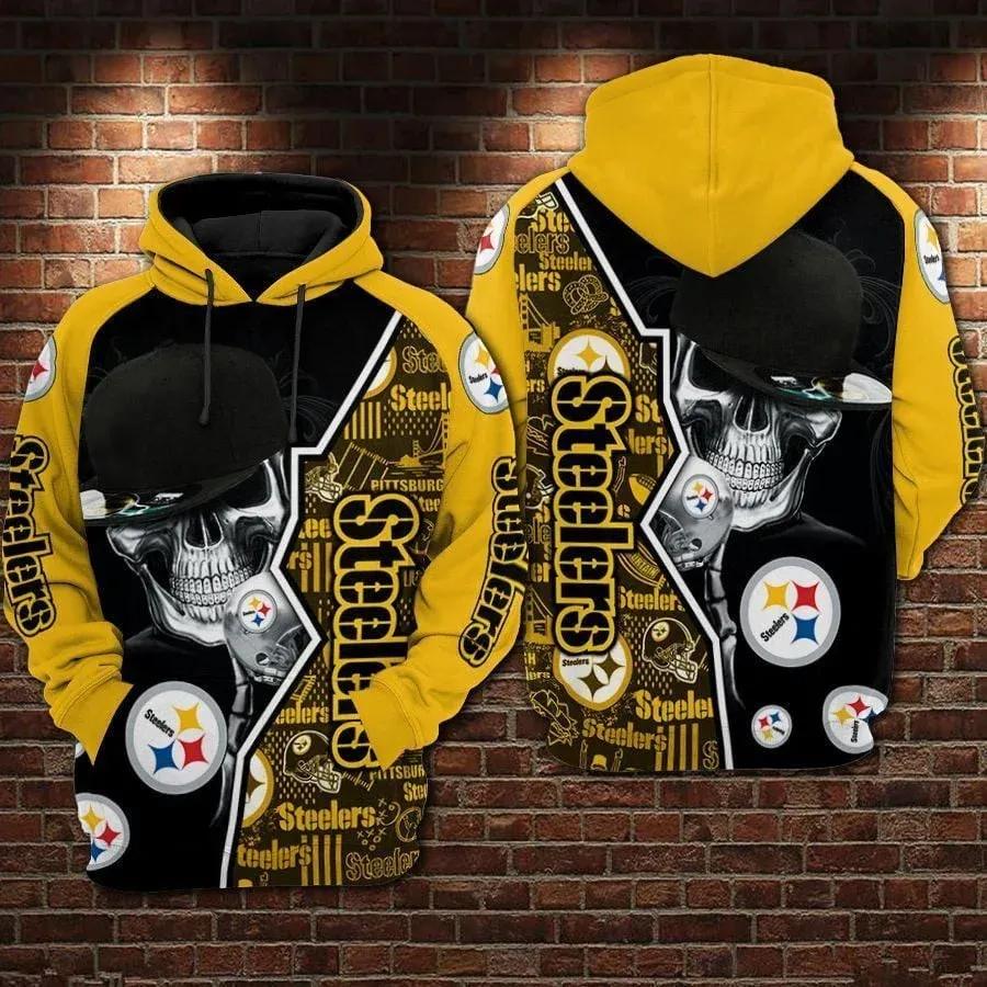 Pittsburgh Steelers Skull Hip Hop NFL 3D All Over Print Hoodie