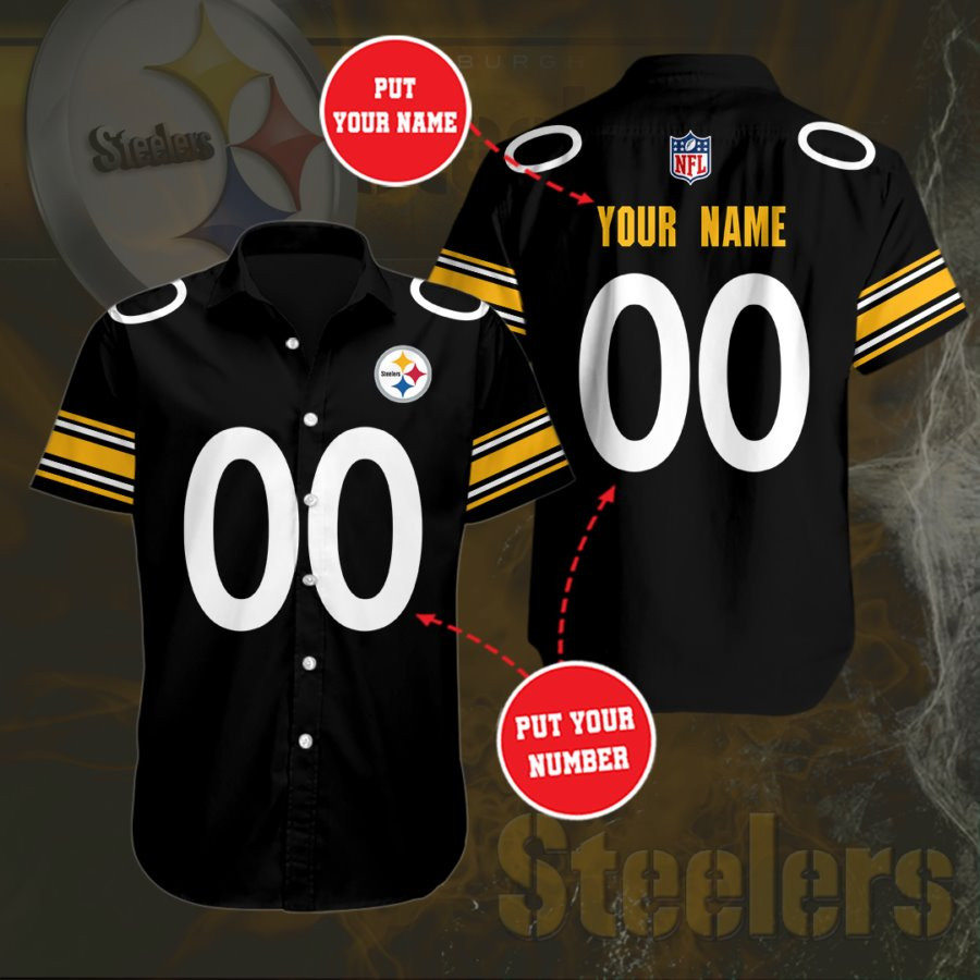 Personalized Pittsburgh Steelers Team Hawaiian Shirt Tropical Aloha Button Up