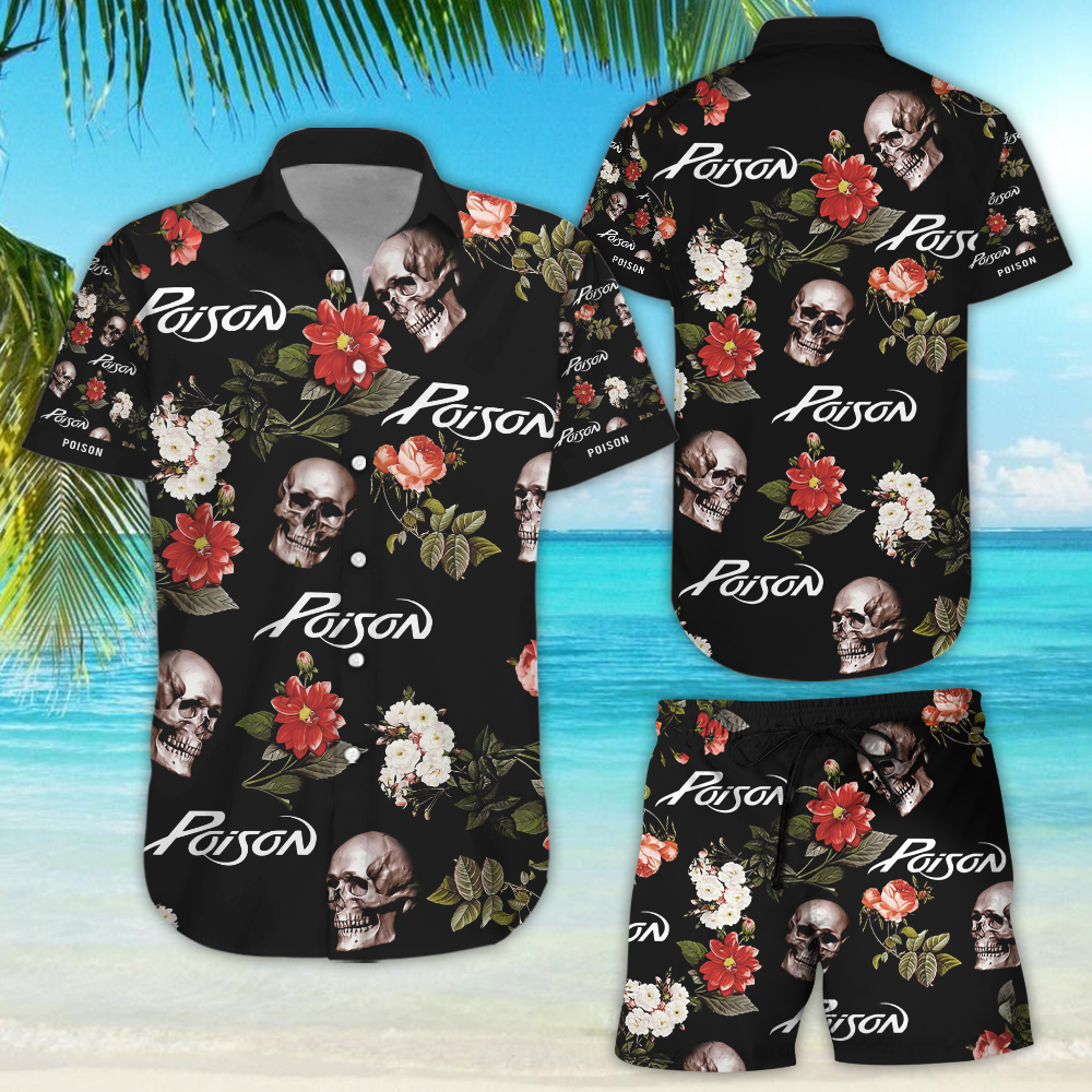 Poison Band Hawaiian Shirt Tropical Aloha Button Up