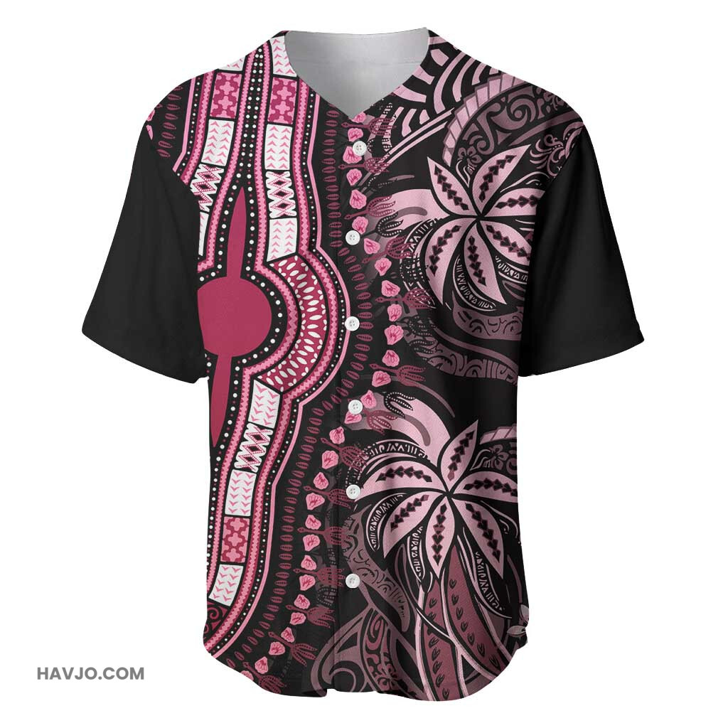 Polynesia Mixed African Dashiki Afro pacific Culture Pink Baseball Jersey