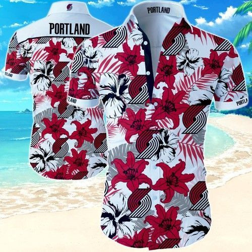 Portland Trail Blazers Hawaiian Shirt Tropical Aloha Button Up