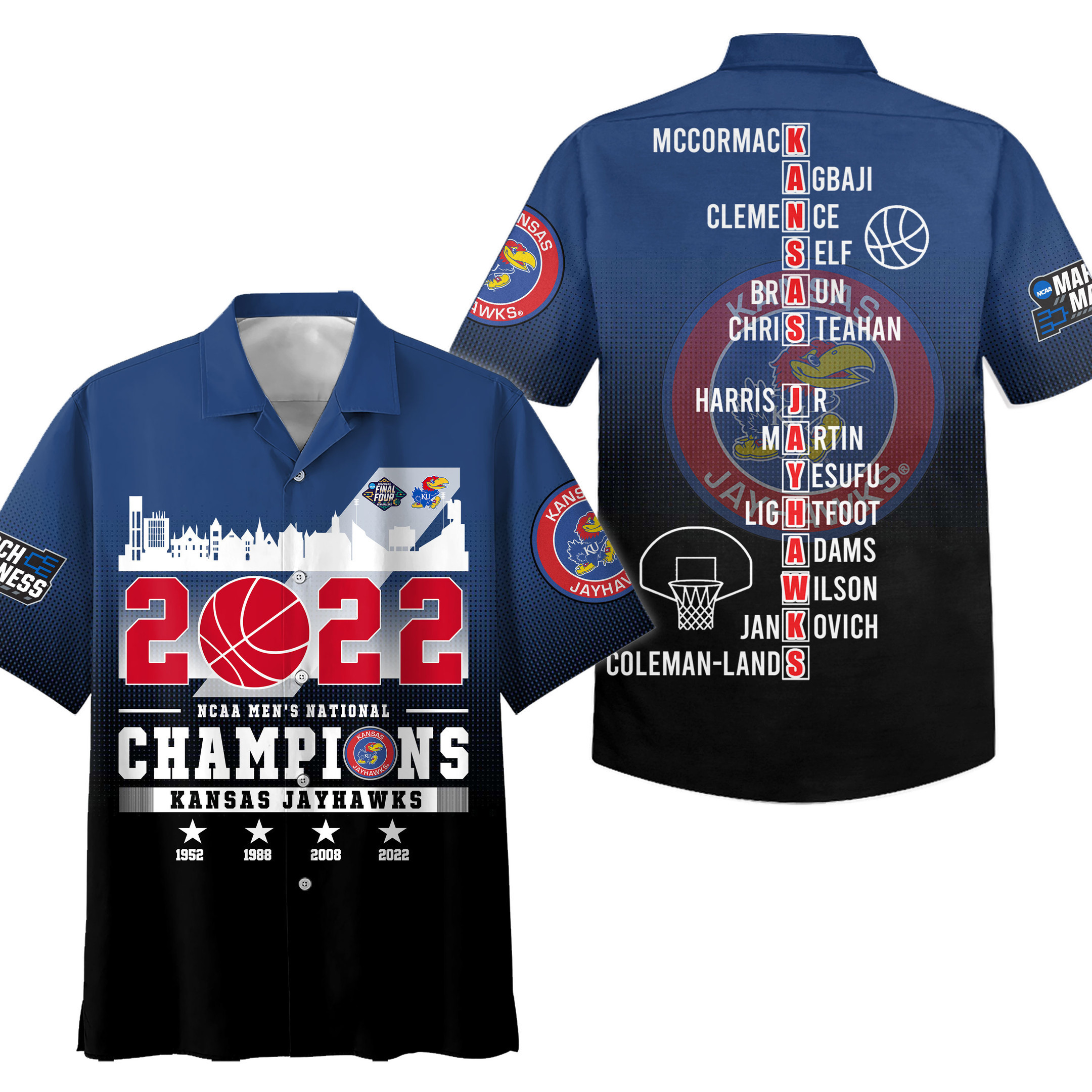 Premium Kansas Jayhawks Hawaiian Shirt Tropical Aloha Button Up