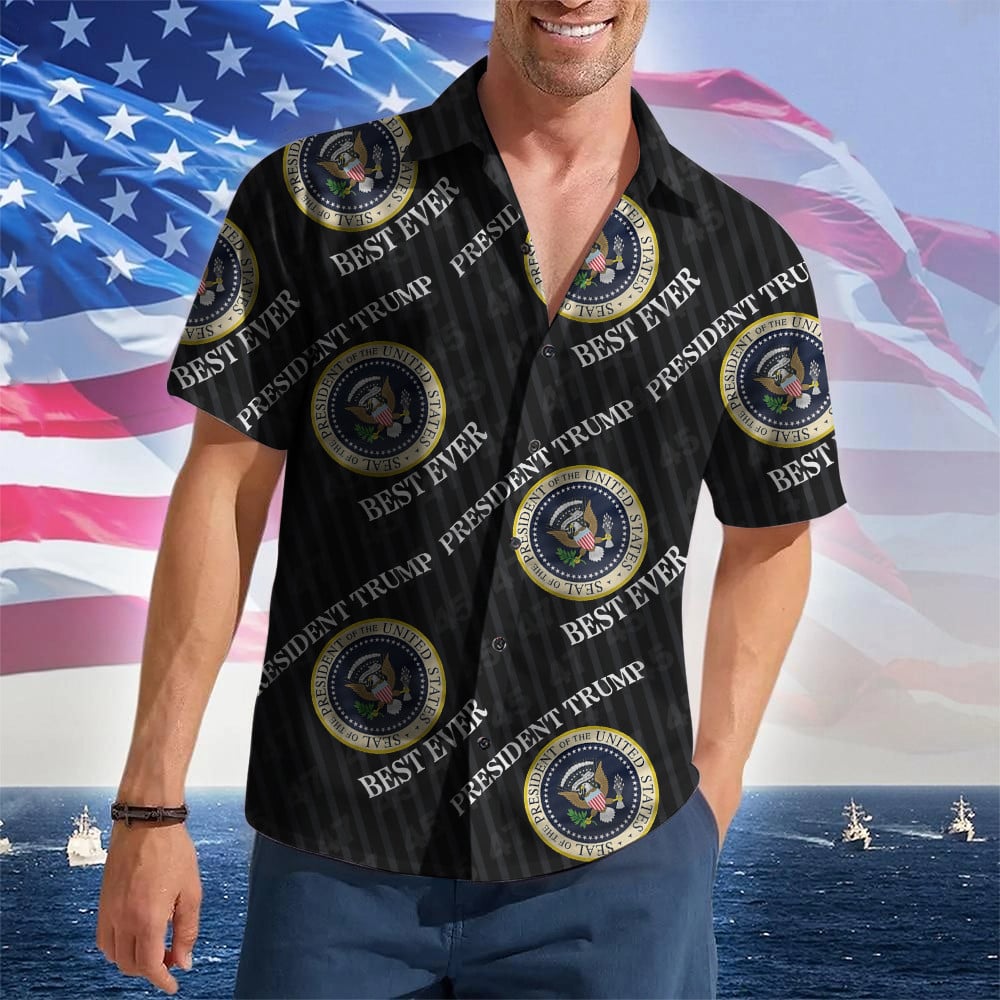 President Trump Best Ever Hawaiian Shirt Trump 2024 Button Up Shirt For Mens Gifts For Patriots