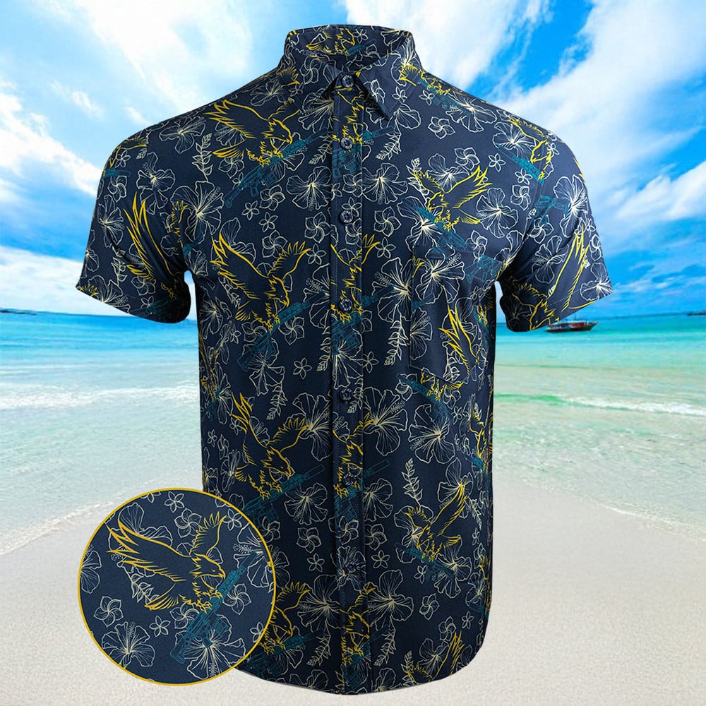 Prey Anniversary Navy Hawaiian Shirt Mens Summer Short Sleeve Button Down Shirts Gifts