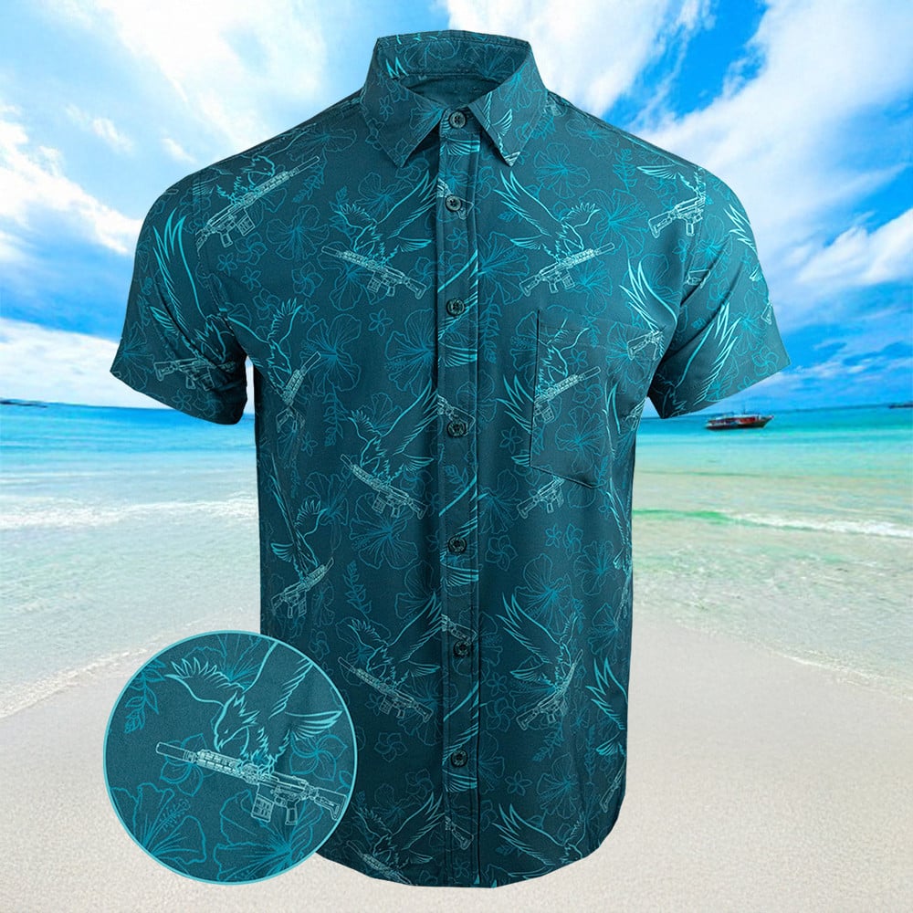 Prey Anniversary Teal Hawaiian Shirt Mens Summer Short Sleeve Button Down Shirts Gift For Him