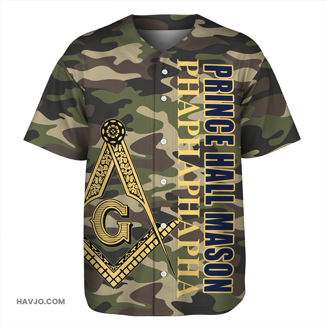 Prince Hall Freemasonry Camouflage Style Baseball Jersey