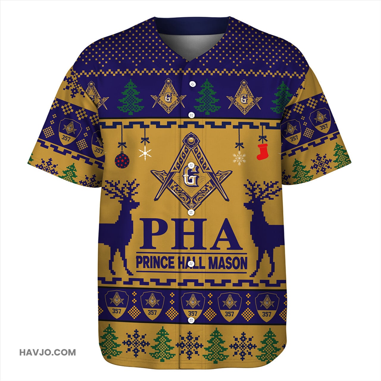 Prince Hall Freemasonry Lux Christmas Baseball Jersey