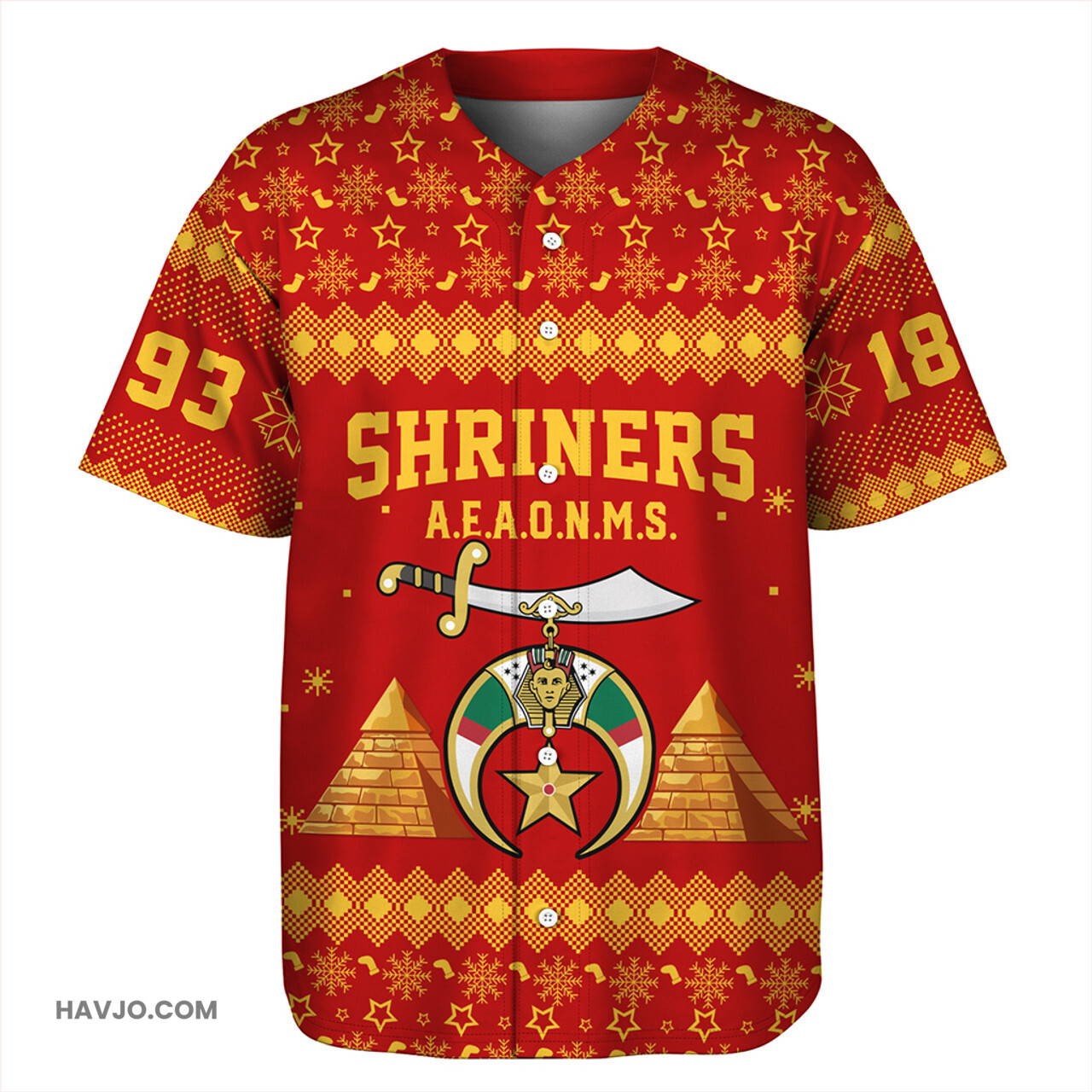 Prince Hall Shriners Christmas Mascot Greek Life Baseball Jersey