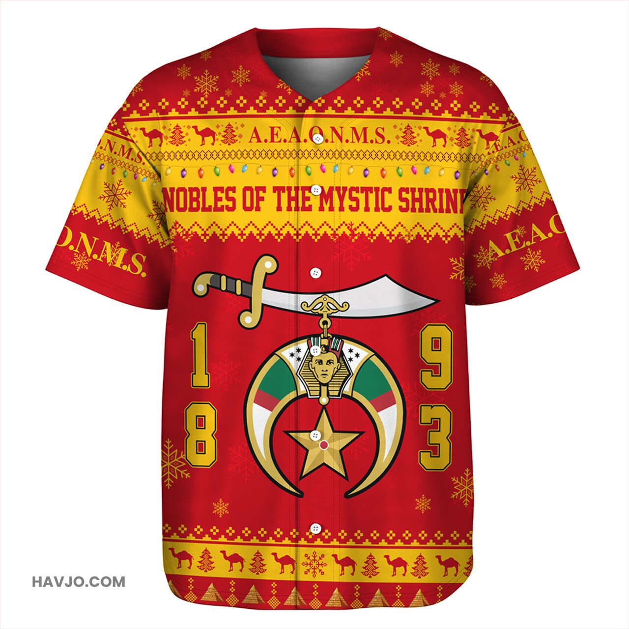 Prince Hall Shriners Christmas Style Pattern Baseball Jersey