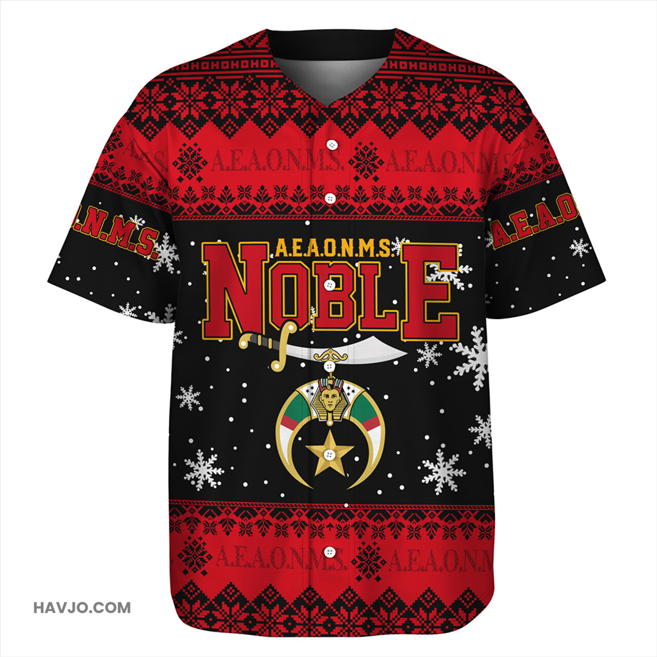 Prince Hall Shriners Christmas Symbols Design Baseball Jersey