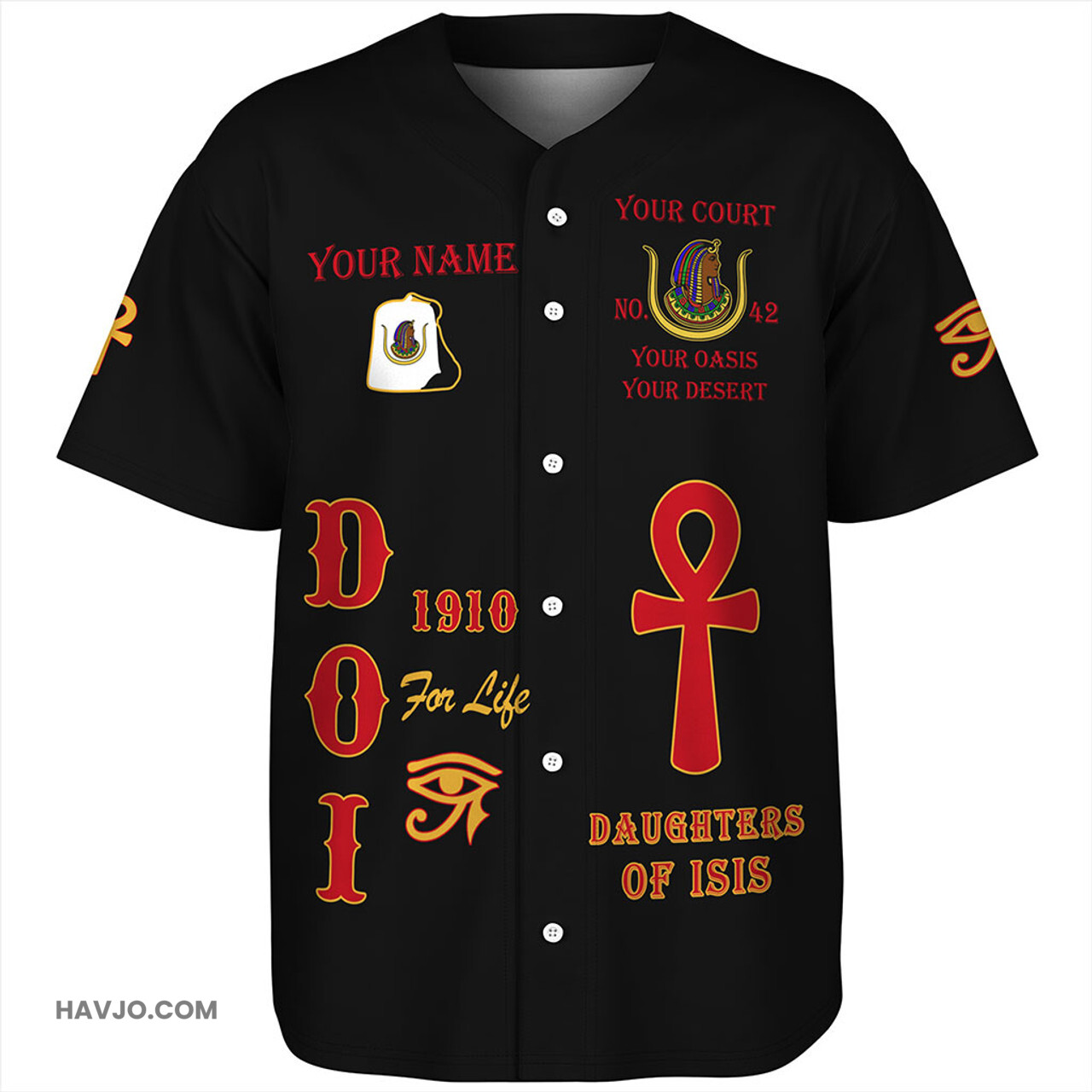 Prince Hall Shriners Custom 1910 Daughters of Isis Baseball Jersey