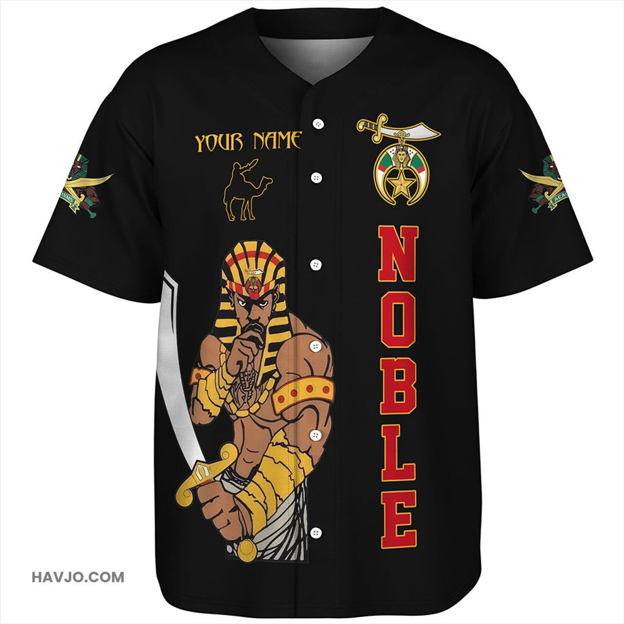 Prince Hall Shriners Custom Noble Pharaoh King Walking Baseball Jersey