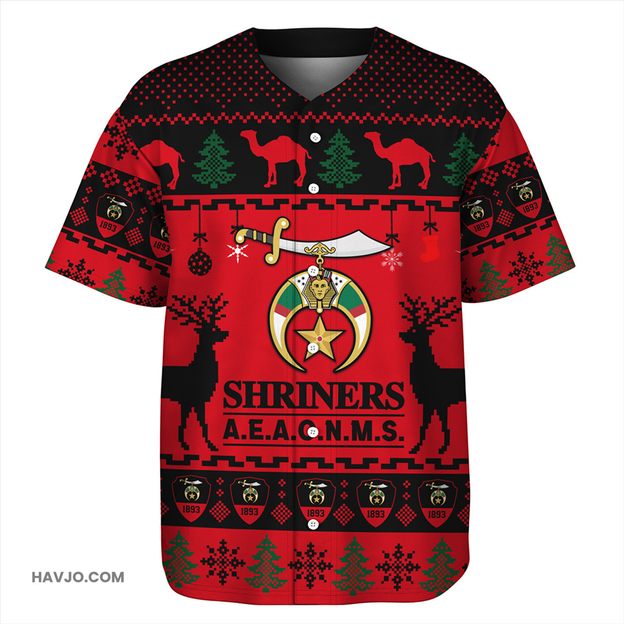 Prince Hall Shriners Lux Christmas Baseball Jersey