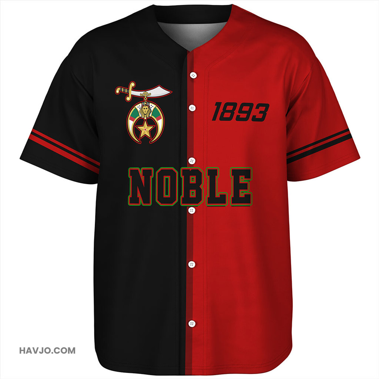 Prince Hall Shriners Noble Half Circle Baseball Jersey