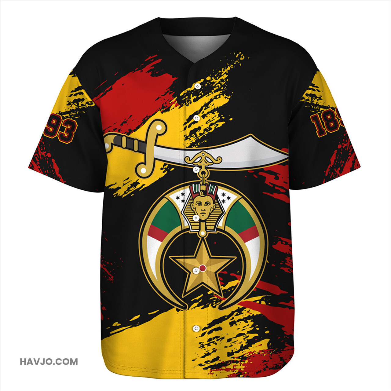 Prince Hall Shriners Nobles Mystic Shrine Paint Stain Baseball Jersey