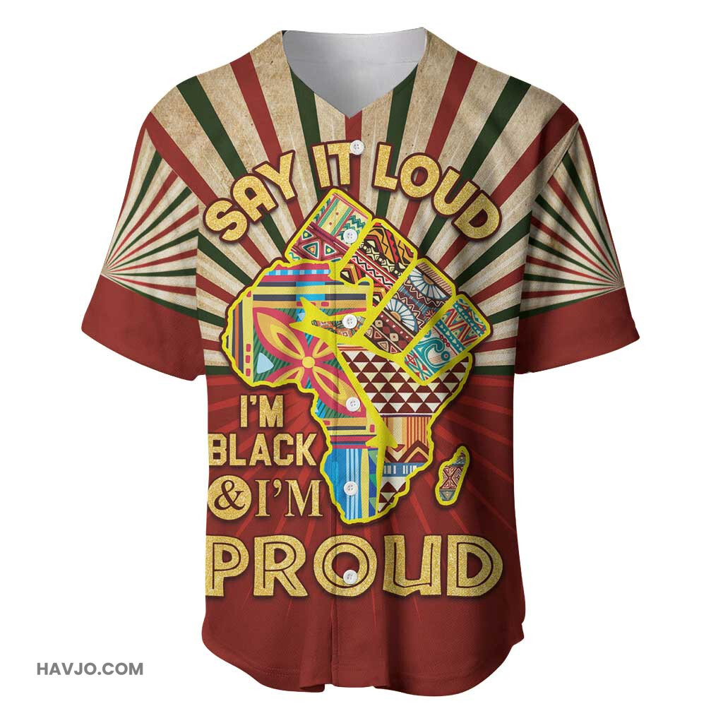 Proud African Hand Up Africa Map Art Baseball Jersey
