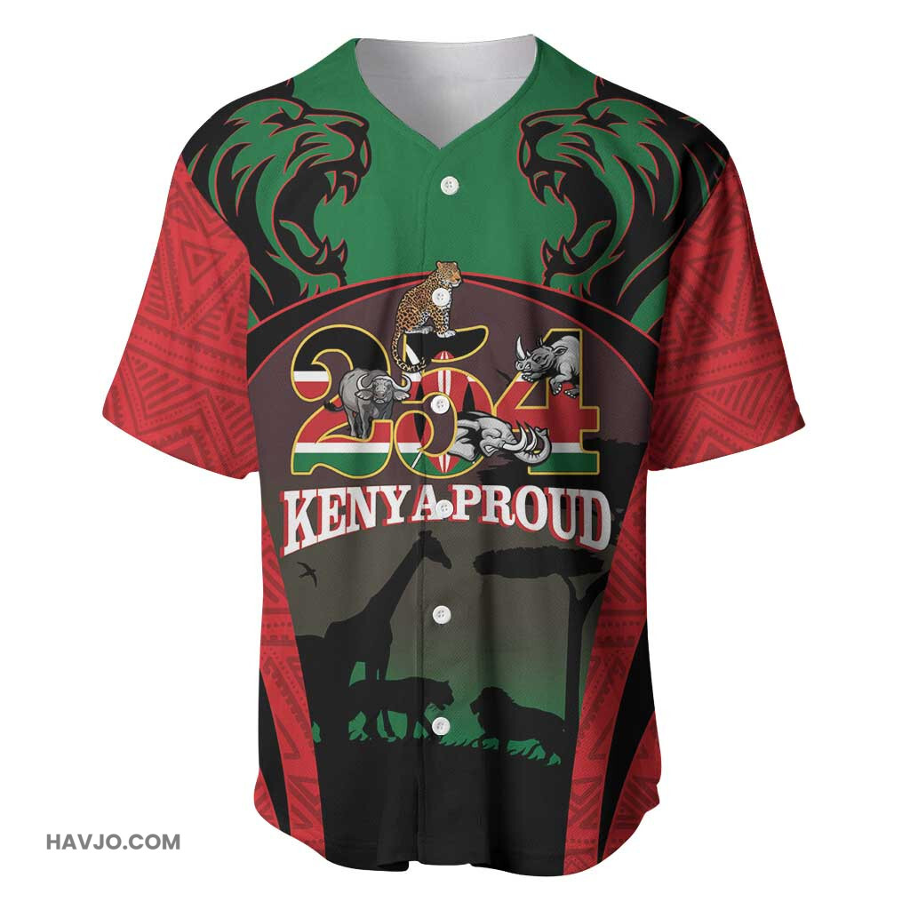 Proud Kenya 254 Safari Animals African Pattern Baseball Jersey